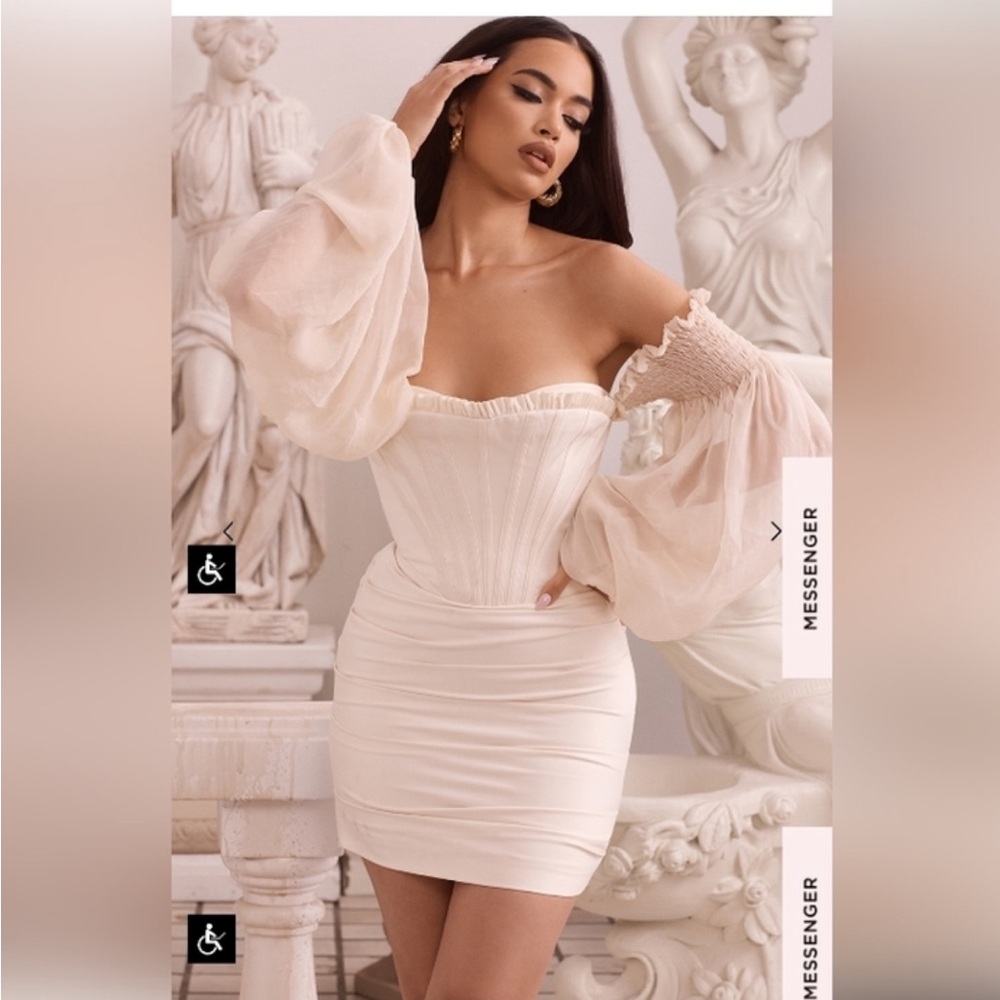 House of CB-Beau Ivory Draped Corset Dress-S